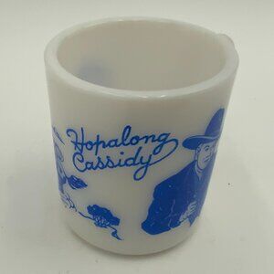 1950s Hopalong Cassidy Milk Glass Mug - Blue - 3 1/4" High